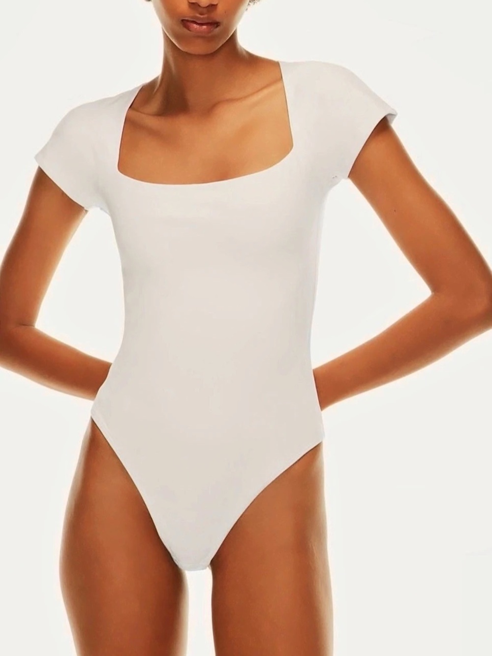 Babaton Contour Square Neck Short Sleeve Bodysuit cream off white